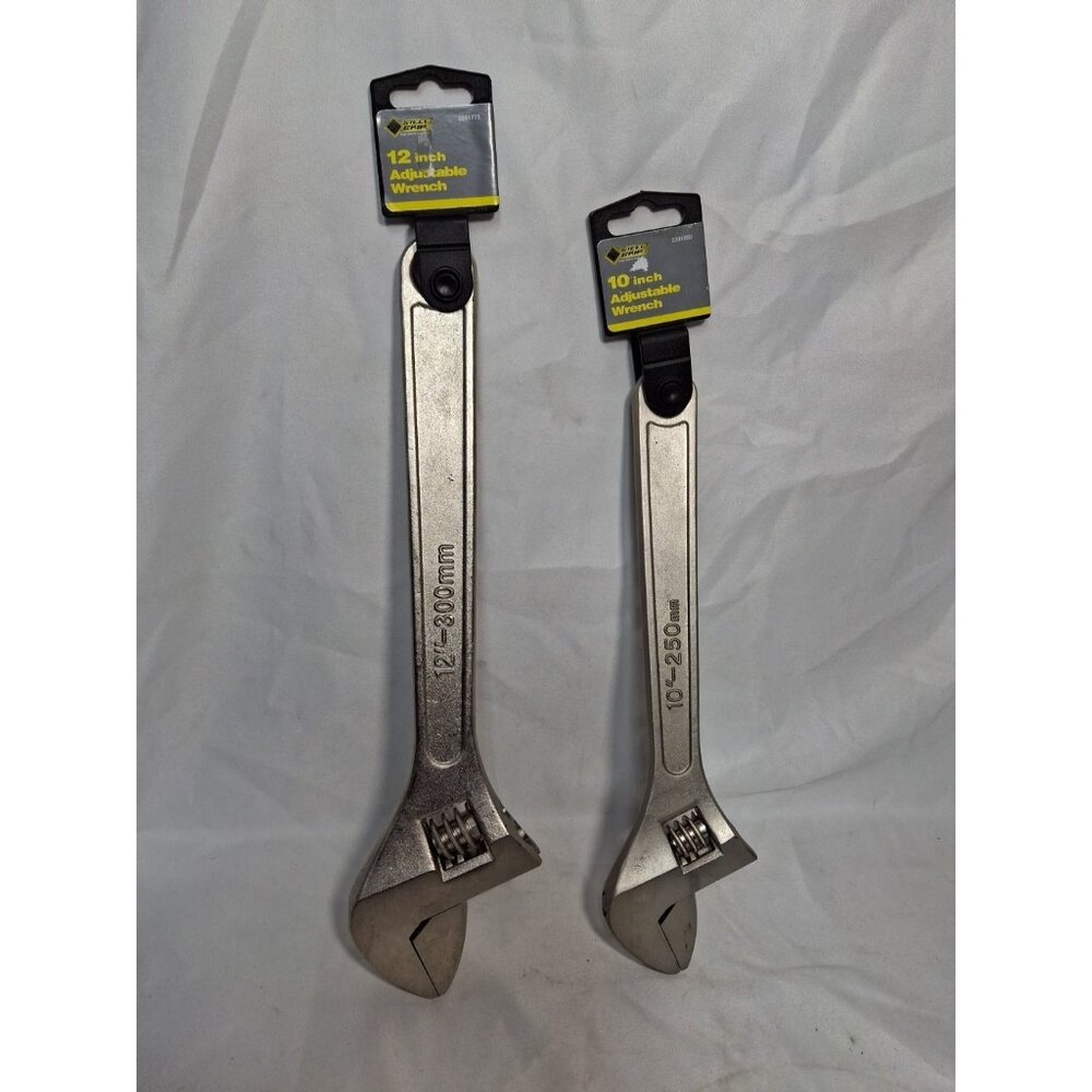 2 Steel Grip Nickle Plated Hardened Steel Adjustable Wrenches 12" & 10"